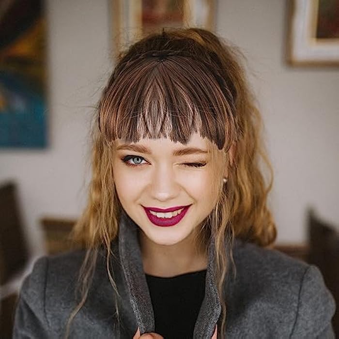 OSALADI Bang Synthetic Headband Wig with Bangs Braided Hair Hoop for Women, Light Brown Headband Bangs - Image 4